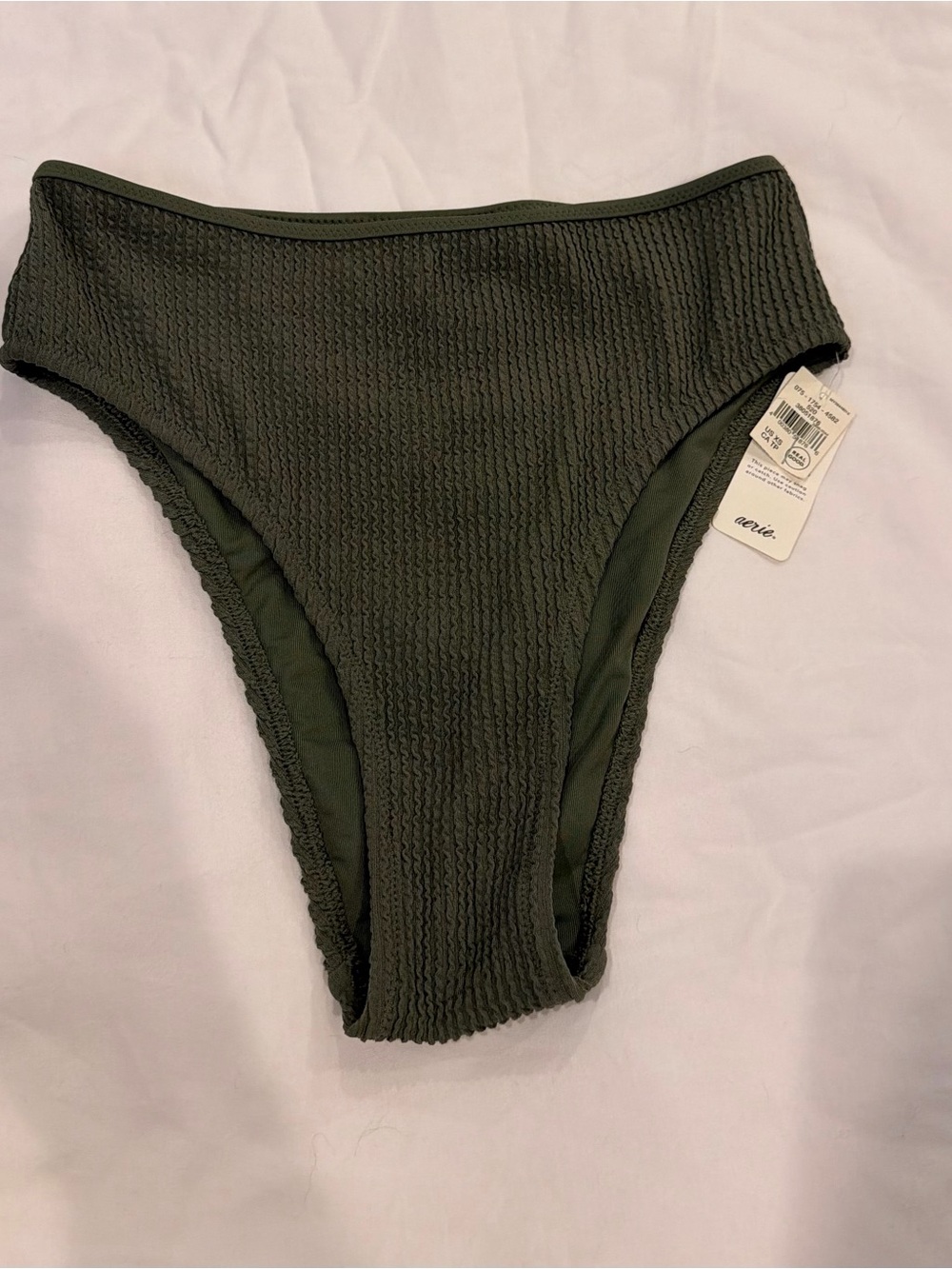 Aerie Olive Green Ribbed High-Cut Bikini Bottoms